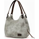 Cappadocia Vintage Myra Kadın Sisli Beyaz Pu Deri Günlük Omuz Çantası Üç Bölmeli Hobo Tote El Çantası - Beyaz - 1. Stil