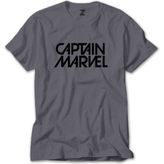 Captain Marvel Text Gri Tişört