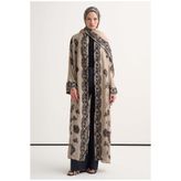 carell Floral Floş Abaya Vizon