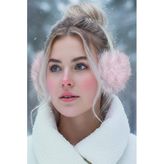 Caş Dekorasyon Pembe Renk Simli Peluş Kulaklık