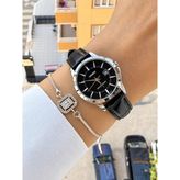 Casio Kordonu Deri Takvimli Kadın Kol Saati - Siyah