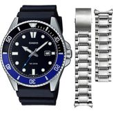 Casio MDV-107 Bill Gates Saati Çelik Kordon Hediyeli - Siyah - Mavi