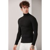 Catspy Erkek Siyah Lycra Boğazlı Kazak - 53S-Siyah