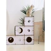 Catssle Kedi Oyun Evi ve Tüneli Modüler 3 Katlı Karton - Beyaz