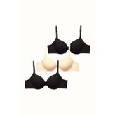 C&City 3'lü Paket Double Push Up Yumuşak Kaplı Örme Sütyen