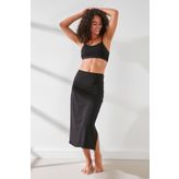 C&City C11439 Siyah Kadın Modal Cotton Uzun Jüpon