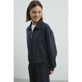 C&City Pure Touch Fermuarlı Sweat CC7002 Füme