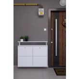 Ceha Kilitli Tablalı 4'lü Metal Ayakkabılık - Kar Beyaz K.AYK-2.4/B/P 9003/KL