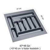 Çekmece İçi Kaşıklık 47 X 49 Cm Mutfak Çekmece Düzenleyici Gri