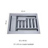 Çekmece İçi Kaşıklık 62 X 49 Cm Mutfak Çekmece Düzenleyici Gri