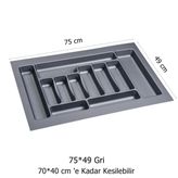 Çekmece İçi Kaşıklık 75 X 49 Cm Mutfak Çekmece Düzenleyici Gri