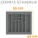 Çekmece İçi Kaşıklık ve Kepçelik Düzenleyici – Gri 55x49 cm (49x40 cm Kadar Kesilebilir)