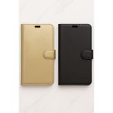 Cekuonline Reeder S19 Max Pro S Edge Ile Uyumlu Kılıf Suni Deri Cüzdanlı Kartlıklı Standlı Siyah/Gold 2 Adet