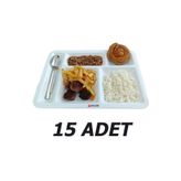 Çelebi Endüstriyel Mutfak 15'li Sert Plastik Tabldot Yemek Tabağı - 4 Çeşit Yemeğe Uygun