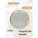 Çelik Pizza Tepsisi 32 Cm Paslanmaz Çelik Tepsi