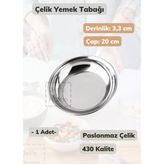 Çelik Yemek Tabağı 20 Cm Paslanmaz Çelik Tabak