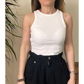 Cemeka Tekstil Halter Yaka Crop Atlet - Bej - Ekru