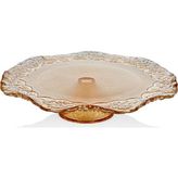 Cemile Dantel Luster Amber 32.5 cm Ayaklı Cam Tabak