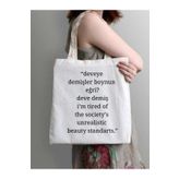 Cemira Deveye Demişler Boynun Eğri, Im Tired Tasarım Motto Tote Bag Bez Çanta