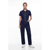 cemo Denim Gömlek Yaka Kısa Kollu Düğmeli Tulum