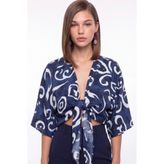 cemo Kanatlı Bağlamalı Desenli Bolero