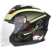 Çenesiz Vizörlü Yazlık Kask [KC528-1] Siyah - Neon Yeşil [l] E Belgeli