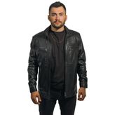 Cengiz Khan Siyah Hakiki Deri Erkek Ceket