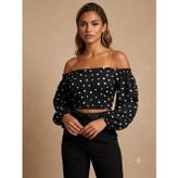 Centilmen UNIQUE Puantiyeli Düşük Omuz Crop Bluz 247019