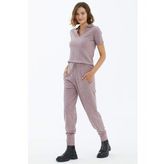 Cepli Bağcıklı Triko Pantolon - Gül