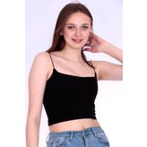 Cepteavm Kadın Siyah Ip Askılı Crop Fit Bluz