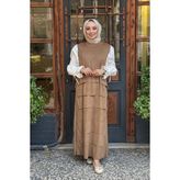 Ceremony Kolsuz Süet Elbise W-67101 Camel - 3