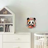 Çeşitli Çiçek Taçlı Panda Duvar Stickerı