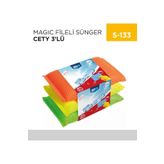 Cety Sihirli Sünger 3'lü Fileli Bulaşık Süngeri