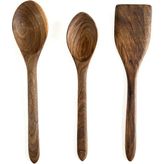 Ceviz Ağacı El Yapımı Tahta Kaşık ve Spatula Seti 30 Cm. - Ahşap Rengi