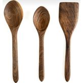 Ceviz Ağacı El Yapımı Tahta Kaşık ve Spatula Seti 30 Cm. - Kahverengi