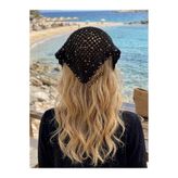 CEYBAG Kadın Pullu File Örgü Bandana -Siyah