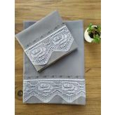 Çeyiz Bahçesi 2 Adet 50x70 cm Dantelli Pikolu Gri Çeyizlik Yastık Kılıfı