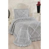 Çeyiz Diyarı Ruffle Pine 2 Parça Tek Kişilik Pike Takımı Gri