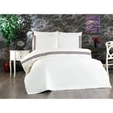 Çeyiz Diyarı Tomira Dantelli 6 Parça Çift Kişilik Krem Mürdüm 200x220 cm Nevresim Takımı