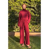 Ceylan Otantik Bordo Viskon Pantolon