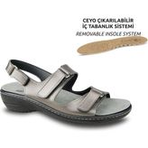 Ceyo 9855-13 Platin Kadın Sandalet
