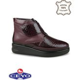 Ceyo Hakiki Deri Tam Ortopedik Cırtlı Kadın Bot