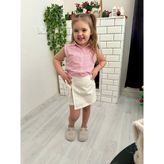 Cg Kids Pembe Dikey Çizgili Pamuk ve Keten Kız Çocuk Etek Görünüm Şortlu Alt Üst Takım - 3 - 4 Yaş - 01P-Pembe