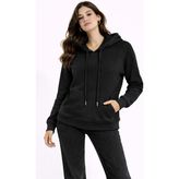 CGA Kadın Basic Sweatshirt Kapüşonlu Sweatshirt - XL - Siyah