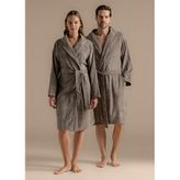 Chakra Solid Vizon Bambu Unisex Bornoz - Bej
