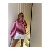 Chamakh Kadın Doing Ny Nakış Çizgili Sweatshirt - Pembe