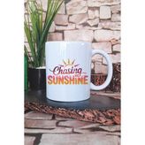 Chasing Sunshine Baskılı Hediyelik Kupa Bardak - Beyaz