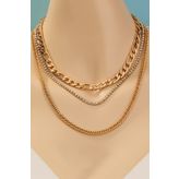 Chavin 3 Katmanlı Taşlı Gold Alloy Bayan Zincir Kolye