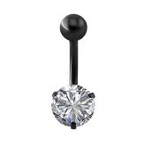 Chavin DP46 Beyaz Taşlı Siyah Çelik Göbek Piercing