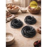 ChefTime 3 Adet Mini Siyah Rüzgar Kek Kalıbı| 10 cm